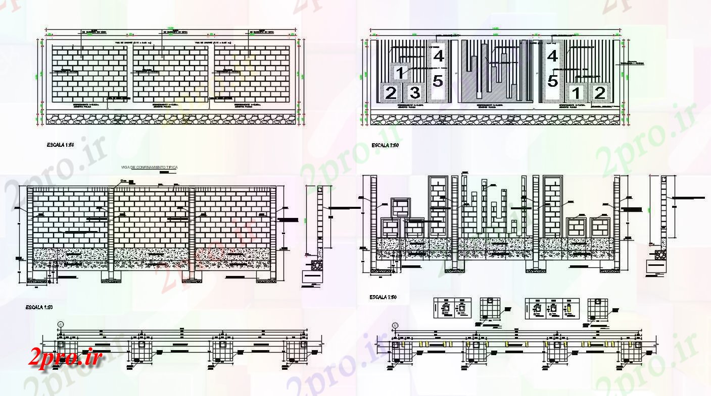 دانلود نقشه بلوک در و نرده های دیوار مرکب دیوار ساخت و ساز بخش نشیمن  (کد155037)