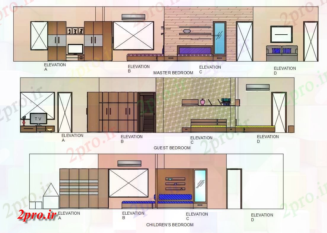 دانلود نقشه حمام مستر اتاق خواب طراحی داخلی نمای   (کد155040)