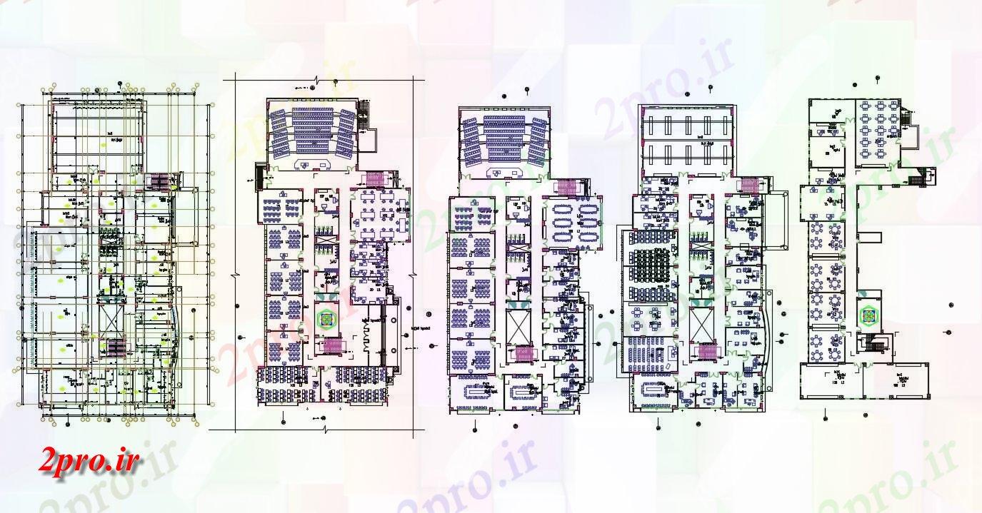 دانلود نقشه دانشگاه ، آموزشکده ، موسسه - نشیمن کف طرحی دانشکده هنر با کار طراحی به 34 در 66 متر (کد155047)
