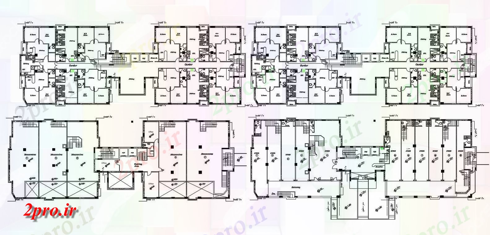 دانلود نقشه مسکونی  ، ویلایی ، آپارتمان    طراحی تجاری کف و دو BHK آپارتمان   برنامه ریزی به  (کد155067)