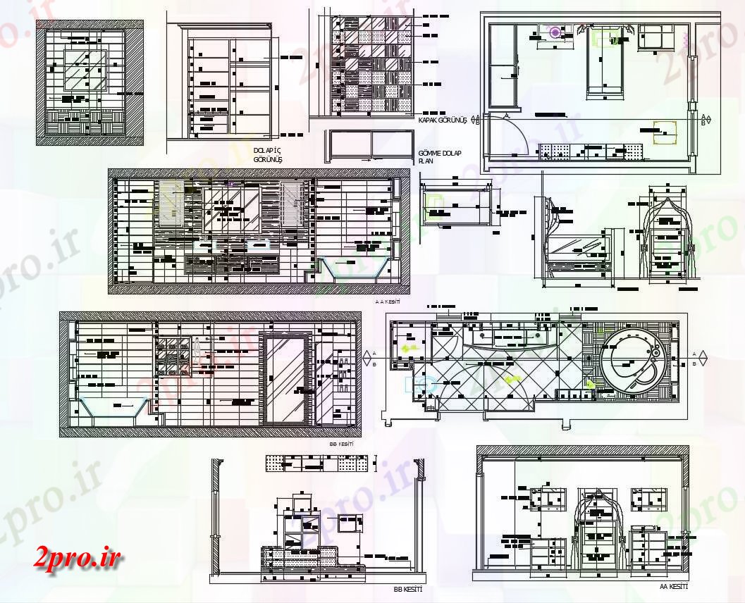 دانلود نقشه حمام مستر توالت اسراف و تختخواب اتاق داخلی طراحی مبلمان  (کد155086)