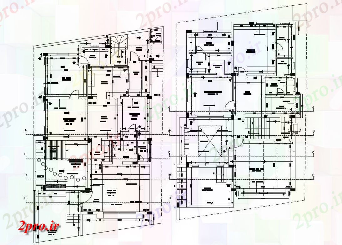 دانلود نقشه خانه های کوچک ، نگهبانی ، سازمانی - اتوکد طراحی از بزرگ ویلایی طرحی های طبقه با کار ابعاد 11 در 17 متر (کد155116)