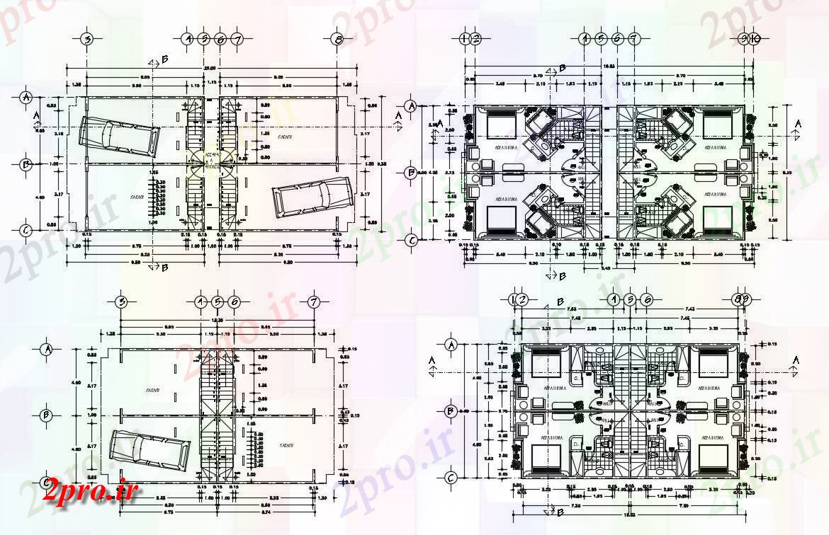 دانلود نقشه مسکونی  ، ویلایی ، آپارتمان    طراحی یکی BHK آپارتمان   ودیو با مبلمان چیدمان  (کد155119)