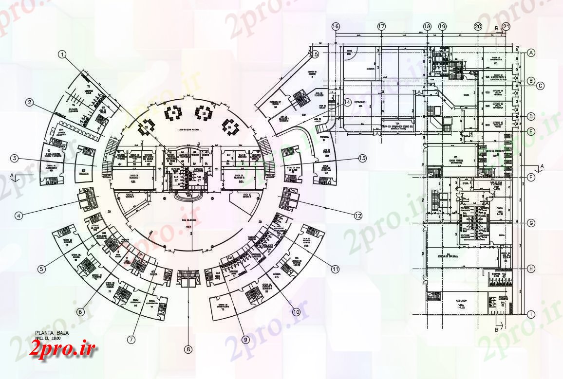 دانلود نقشه هتل - رستوران - اقامتگاه هتل باشگاه طراحی اتاق طرحی با کار اتوکد 71 در 124 متر (کد155122)
