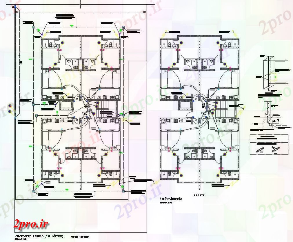 دانلود نقشه طراحی داخلی مسکن سیم کشی برق طرحی معماری   (کد155130)