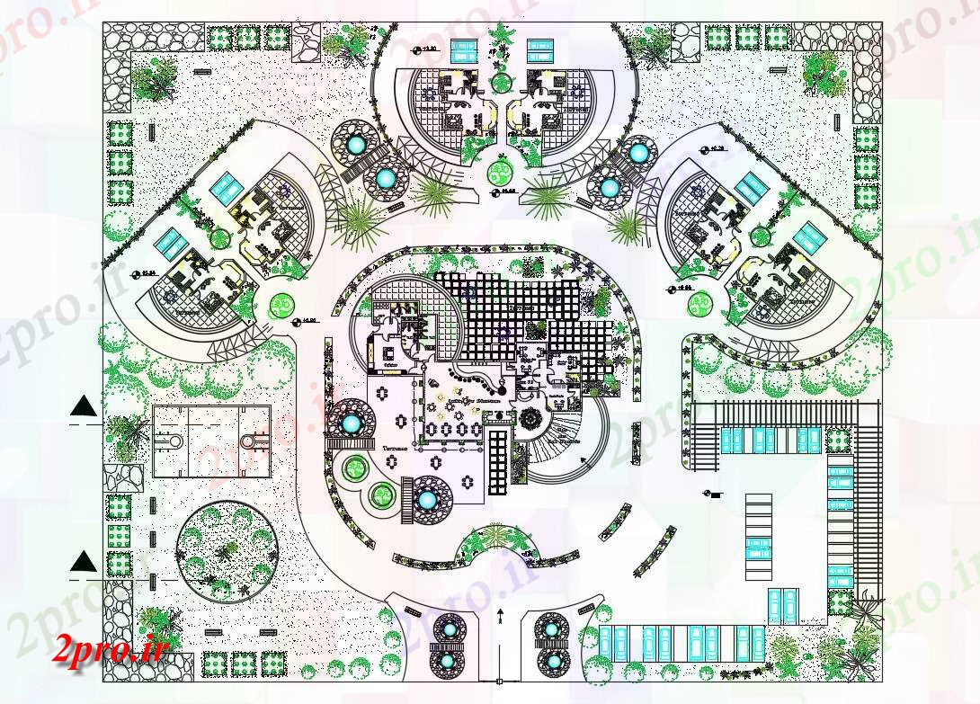 دانلود نقشه ورزشگاه ، سالن ورزش ، باشگاه اتوکد طراحی از بزرگ باشگاه طراحی با چشم انداز 80 در 94 متر (کد155171)