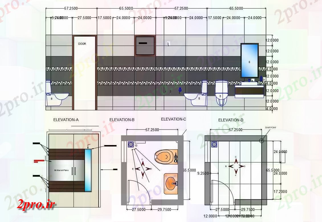 دانلود نقشه بلوک حمام و توالت  توالت طراحی طرحی با دیوار نما و ارائه   اتوکد (کد155174)