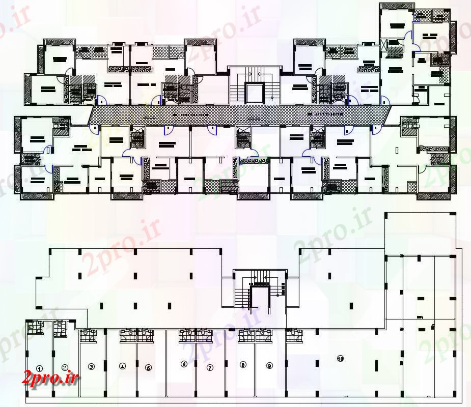 دانلود نقشه مسکونی  ، ویلایی ، آپارتمان  دو و سه BHK آپارتمان   طرحی طبقه با تجاری   (کد155177)