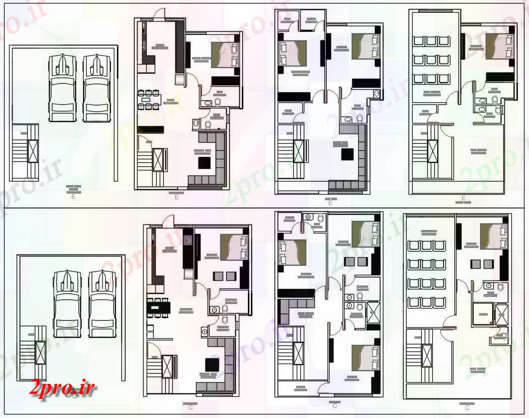 دانلود نقشه خانه های کوچک ، نگهبانی ، سازمانی - معماری خانه با سینمای خانگی به 6 در 12 متر (کد155184)