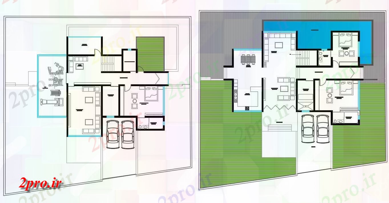 دانلود نقشه خانه های کوچک ، نگهبانی ، سازمانی - معماری خانه طرحی با و سالن بدنسازی به 14 در 19 متر (کد155185)