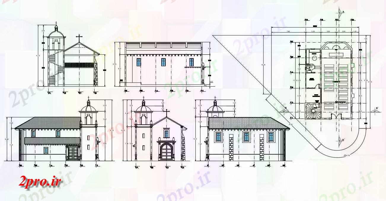 دانلود نقشه کلیسا - معبد - مکان مذهبی   طراحی از کلیسای طراحی برنامه های  (کد155187)