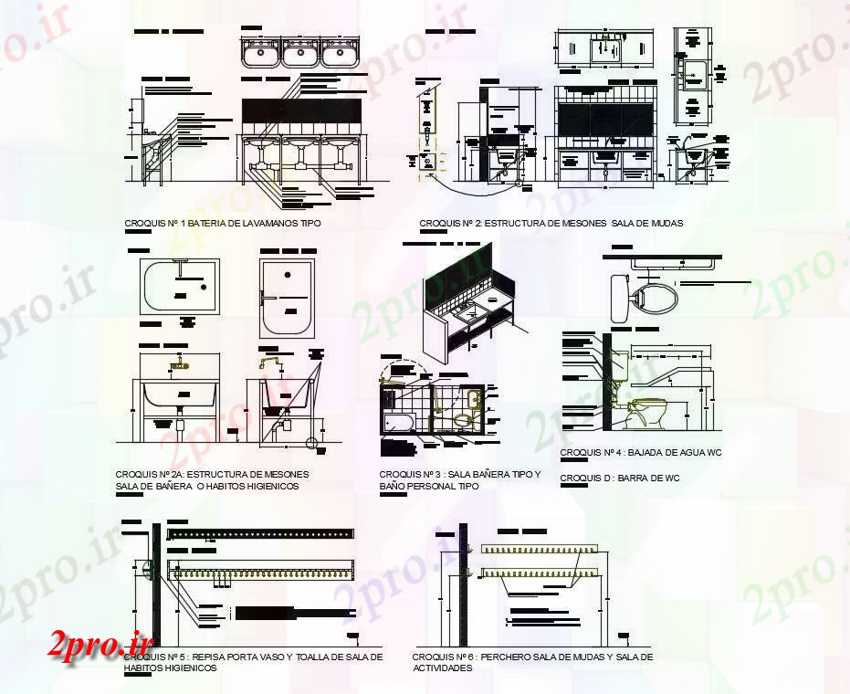 دانلود نقشه بلوک حمام و توالت از توالت مشترک بهداشتی رفع طراحینشیمن (کد155198)