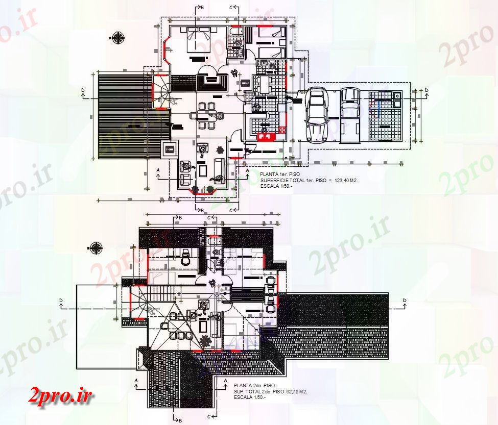 دانلود نقشه خانه های کوچک ، نگهبانی ، سازمانی - طبقه خانه مبلمان 9 در 12 متر (کد155216)