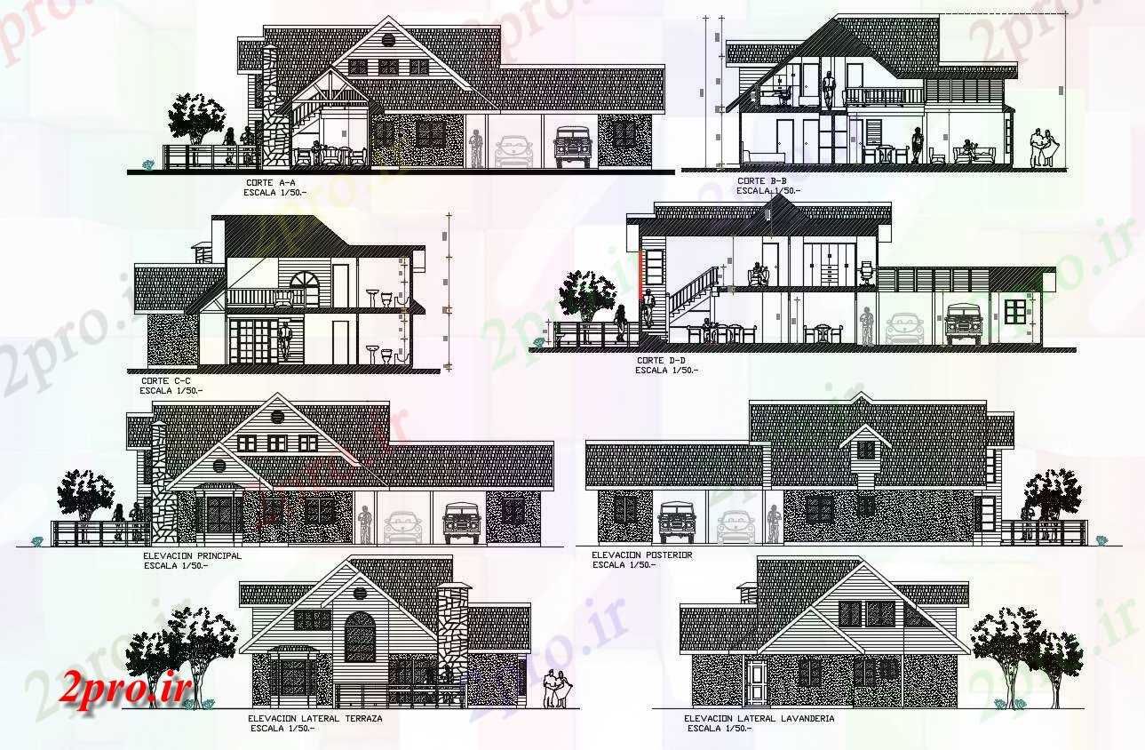 دانلود نقشه خانه های کوچک ، نگهبانی ، سازمانی - طبقه معماری ساختمان خانه بخش و نما   (کد155217)