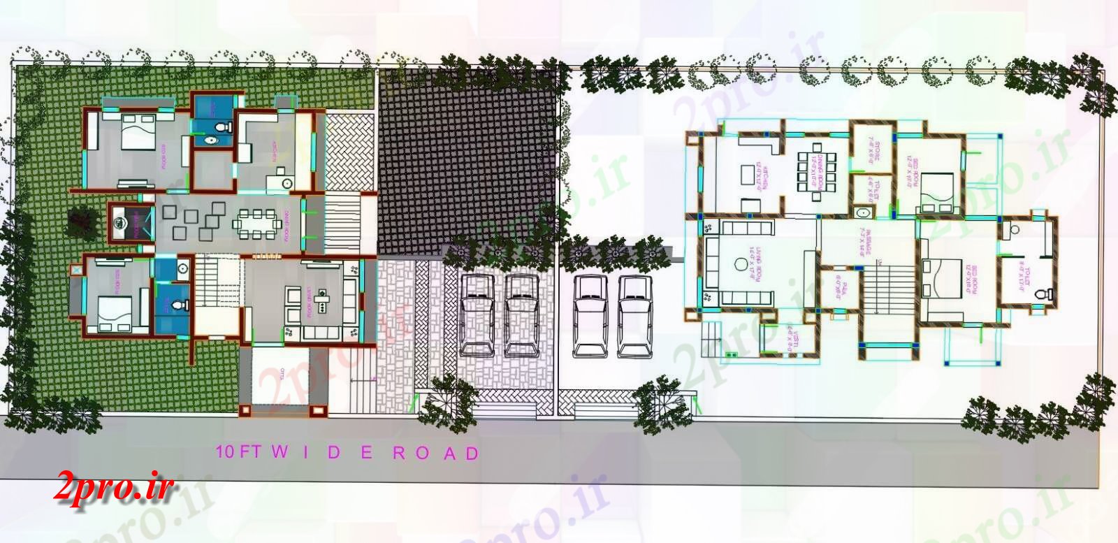 دانلود نقشه خانه های کوچک ، نگهبانی ، سازمانی - طرحی ویلایی معماری با 2 گزینه های مختلف 10 در 17 متر (کد155227)
