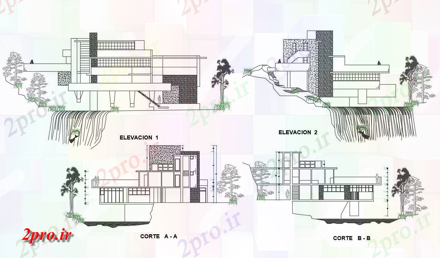 دانلود نقشه معماری معروف   طراحی بهترین و سقوط در خانه آب نما و بخش  (کد155234)