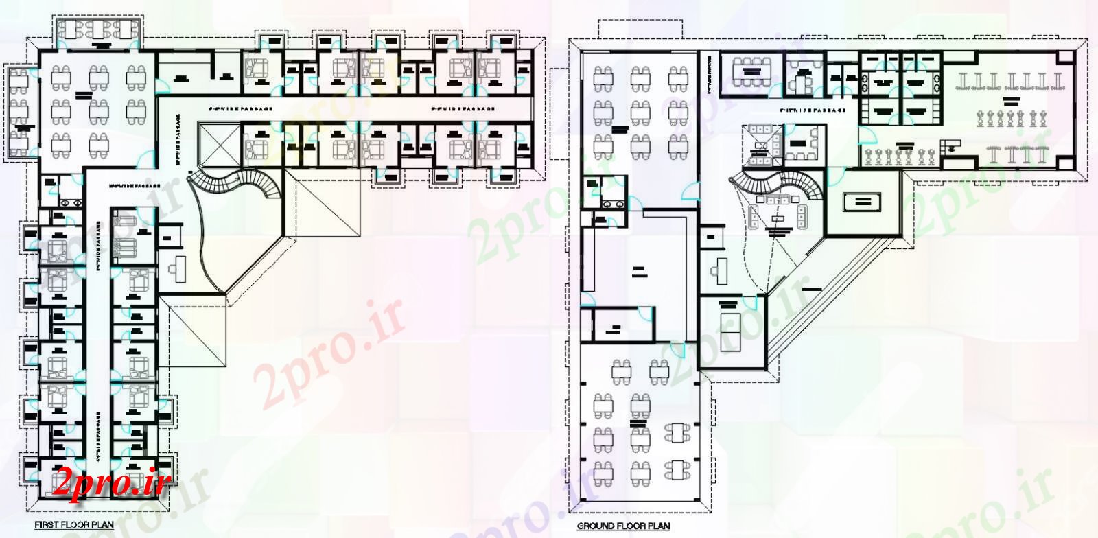 دانلود نقشه هتل - رستوران - اقامتگاه طرحی هتل معماری طبقه نشیمن 35 در 38 متر (کد155237)