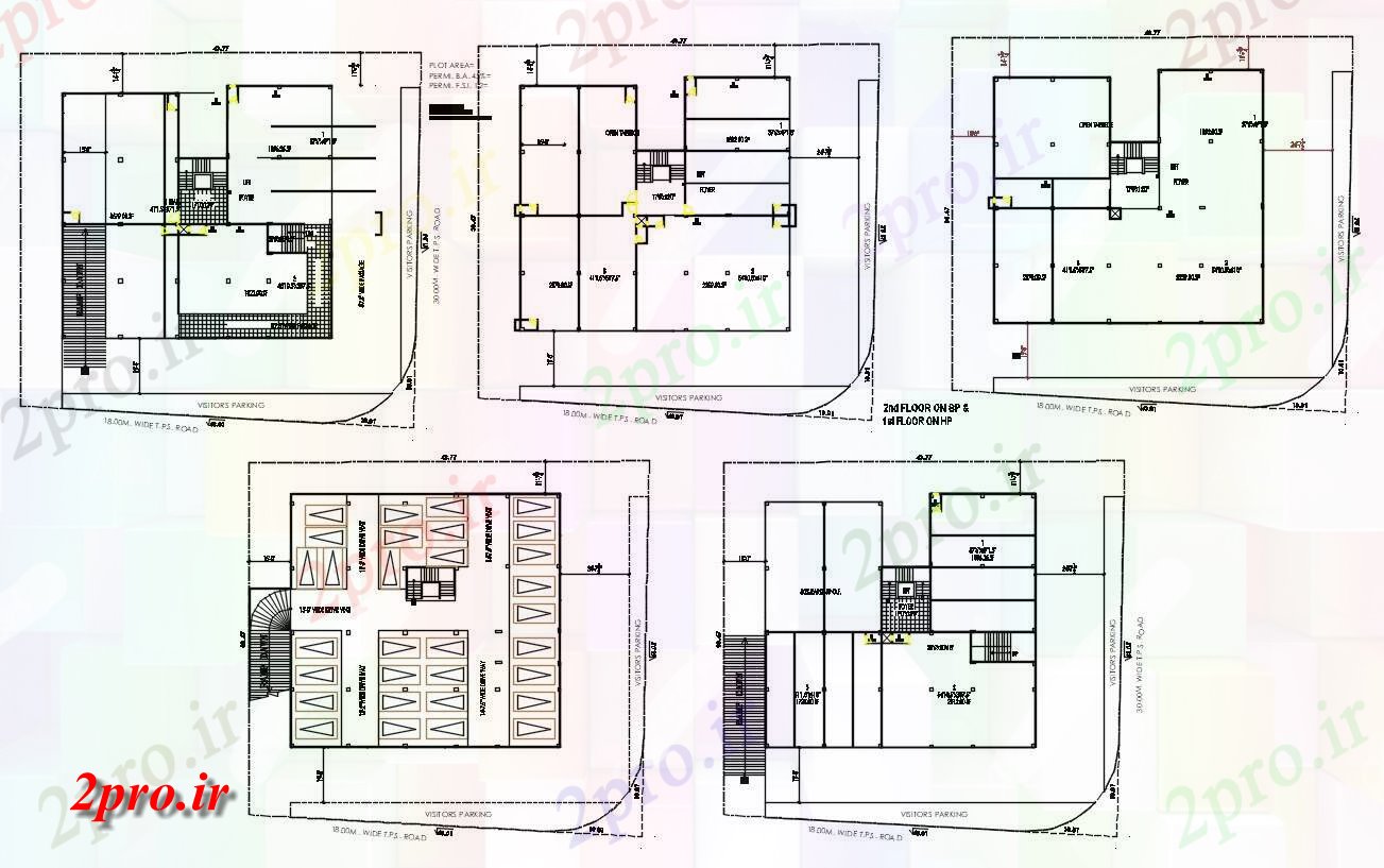 دانلود نقشه ساختمان اداری - تجاری - صنعتی طراحی از ساختمان اداری مختلف طرحی طبقه به 26 در 29 متر (کد155241)