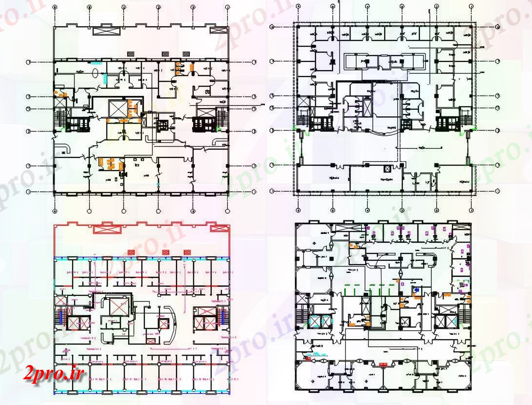 دانلود نقشه ساختمان اداری - تجاری - صنعتی طرحی ساختمان تجاری طبقه پرتو طرحی با مرکز خط نشیمن 31 در 41 متر (کد155243)