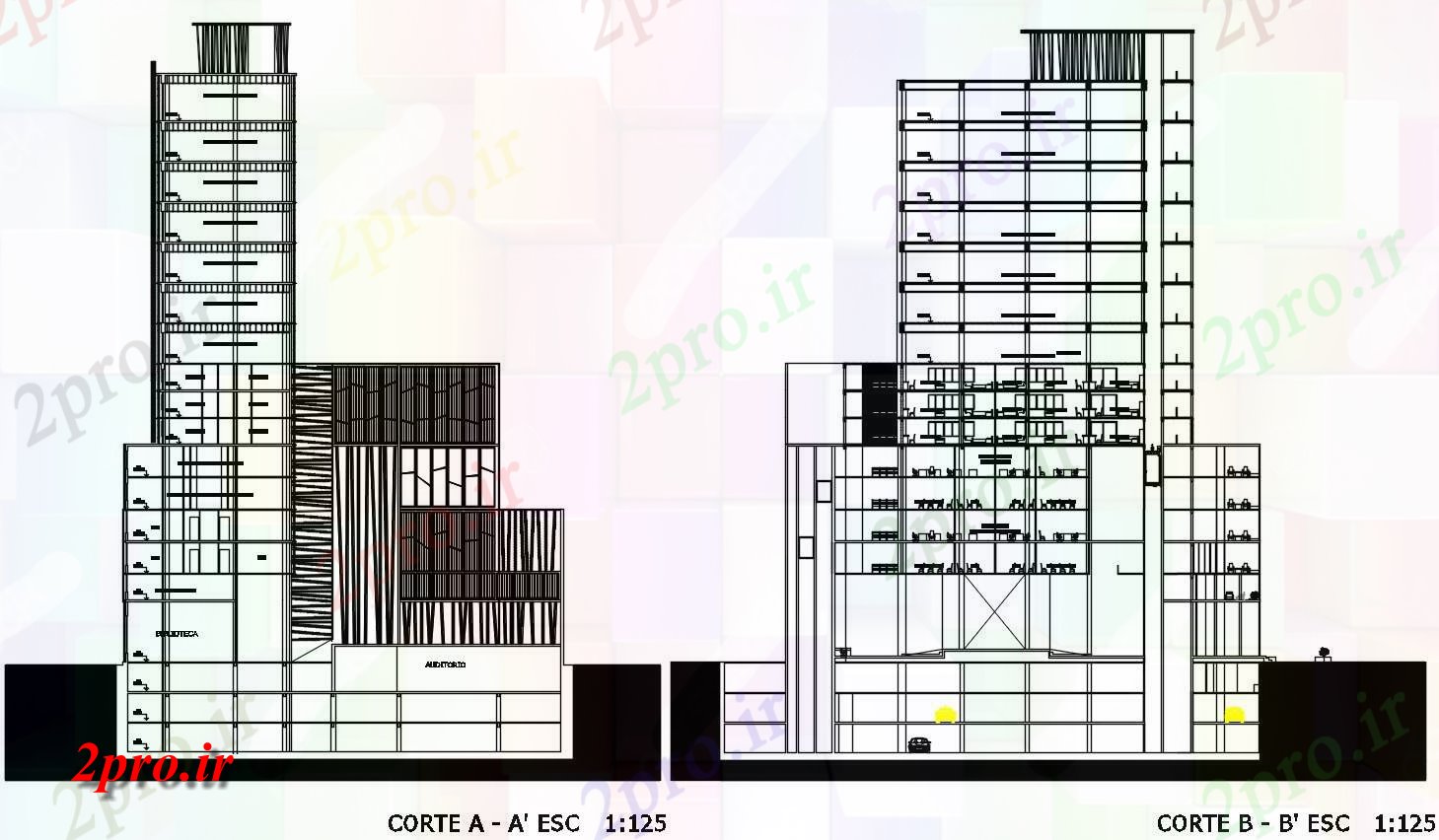 دانلود نقشه ساختمان اداری - تجاری - صنعتی معماری شرکت ساختمانی بخش   (کد155247)