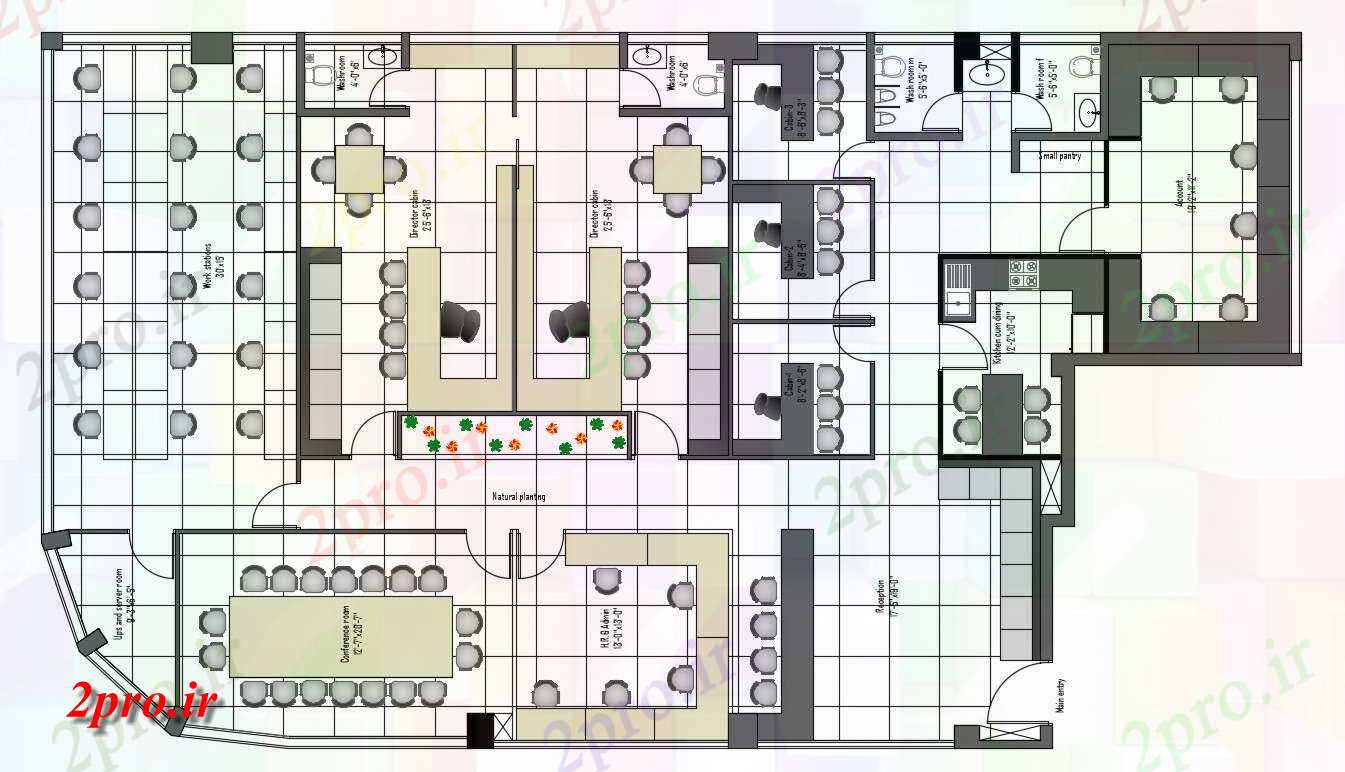 دانلود نقشه جزئیات و طراحی داخلی دفتر طرحی معماری (دفتر) مبلمان چیدمان نشیمن به  (کد155251)
