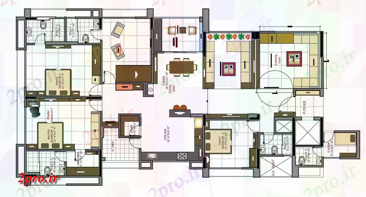 دانلود نقشه خانه های کوچک ، نگهبانی ، سازمانی - معماری خانه سفارشی مبلمان 11 در 21 متر (کد155252)