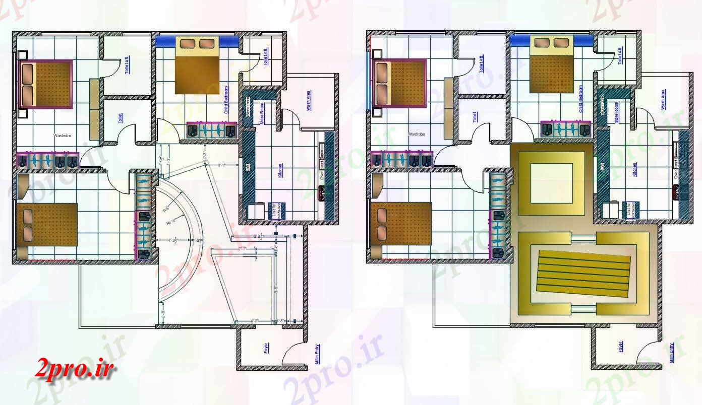 دانلود نقشه خانه های کوچک ، نگهبانی ، سازمانی - اتاق خواب خانه طرحی با سقف طراحی اتوکد 11 در 11 متر (کد155268)