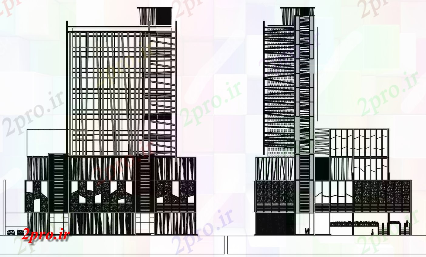دانلود نقشه ساختمان اداری - تجاری - صنعتی معماری دفتر شرکت ساختمانی نما   (کد155270)