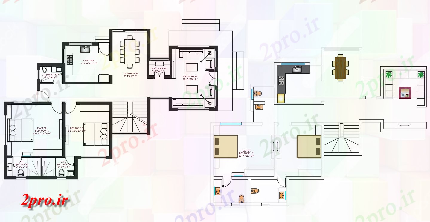 دانلود نقشه خانه های کوچک ، نگهبانی ، سازمانی - بهترینطراحی مدرن ویلایی طرحی با مبلمان طرحی گزینه های 11 در 16 متر (کد155280)