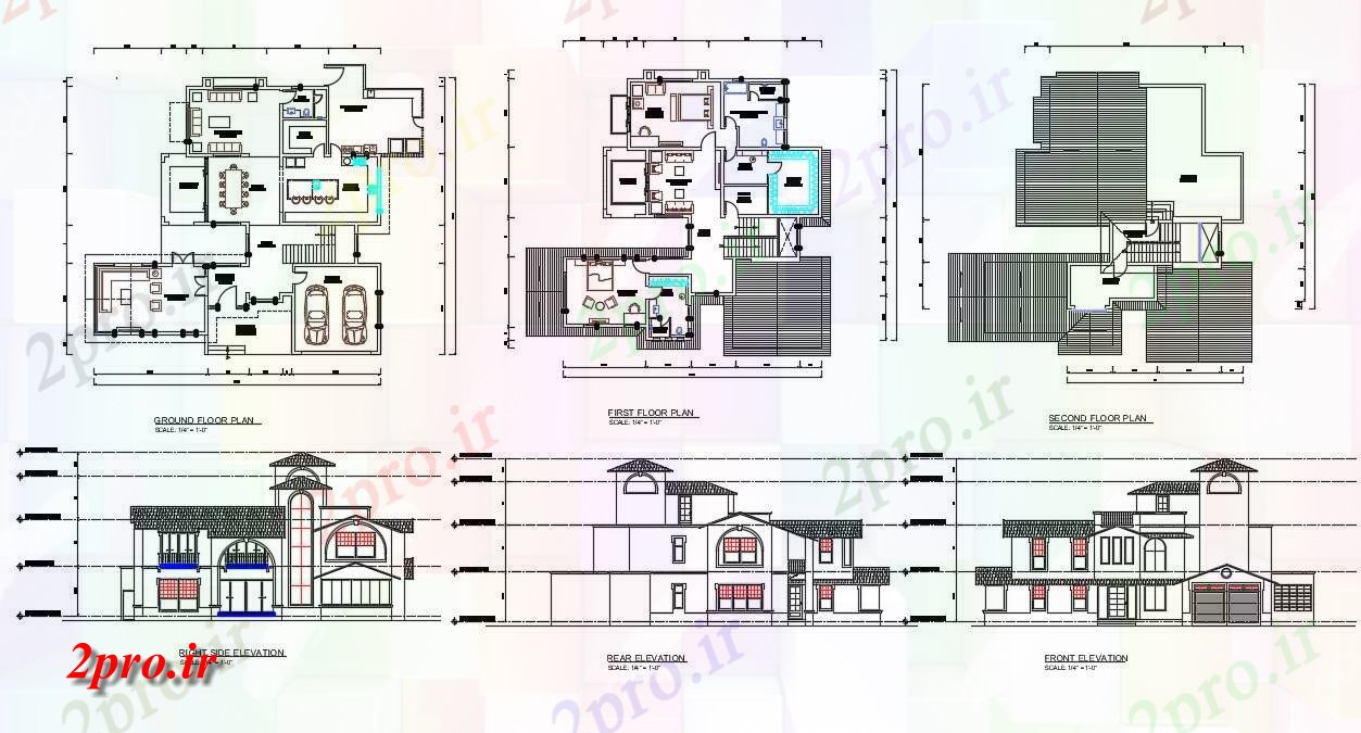 دانلود نقشه خانه های کوچک ، نگهبانی ، سازمانی - طرحی معماری ویلا 19 در 20 متر (کد155286)