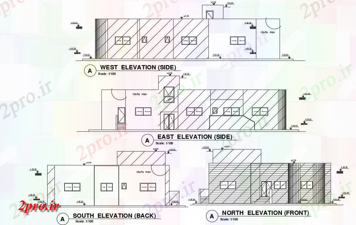 دانلود نقشه خانه های کوچک ، نگهبانی ، سازمانی -   طراحی از خانه نمای (کد155298)