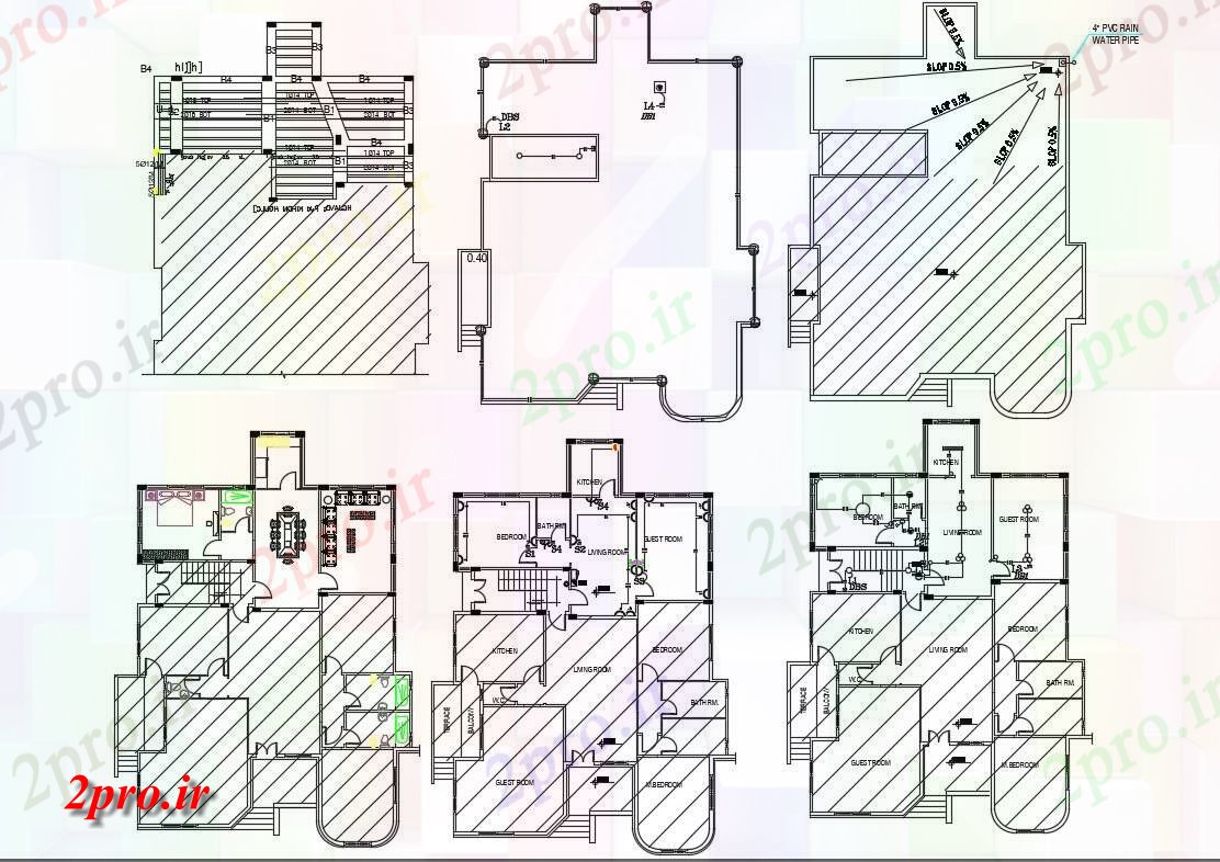 دانلود نقشه مسکونی  ، ویلایی ، آپارتمان  BHK و 2 BHK آپارتمان   طرحی طبقه  (کد155300)