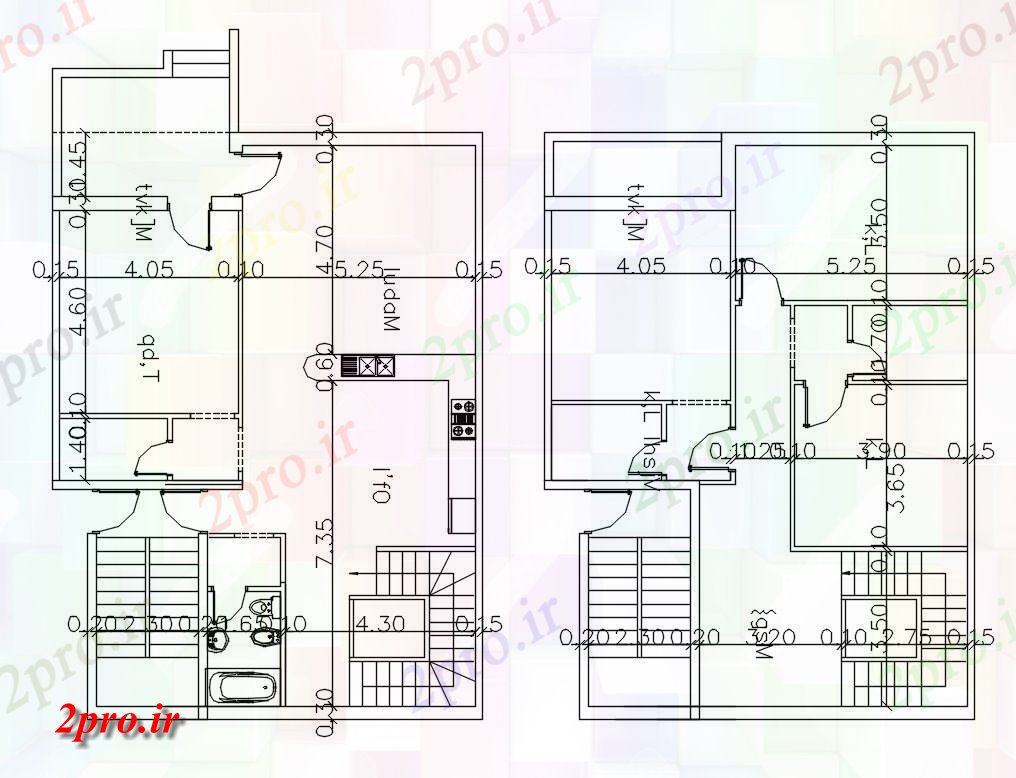 دانلود نقشه خانه های کوچک ، نگهبانی ، سازمانی - معماری طبقه همکف و طبقه اول طرحی خانه 10 در 13 متر (کد155301)