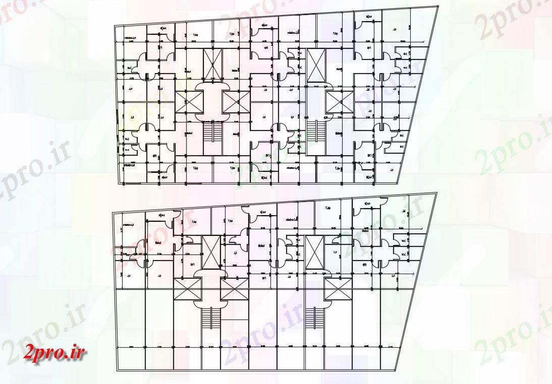 دانلود نقشه مسکونی  ، ویلایی ، آپارتمان  چند خانه آپارتمان   خوشه (کد155302)