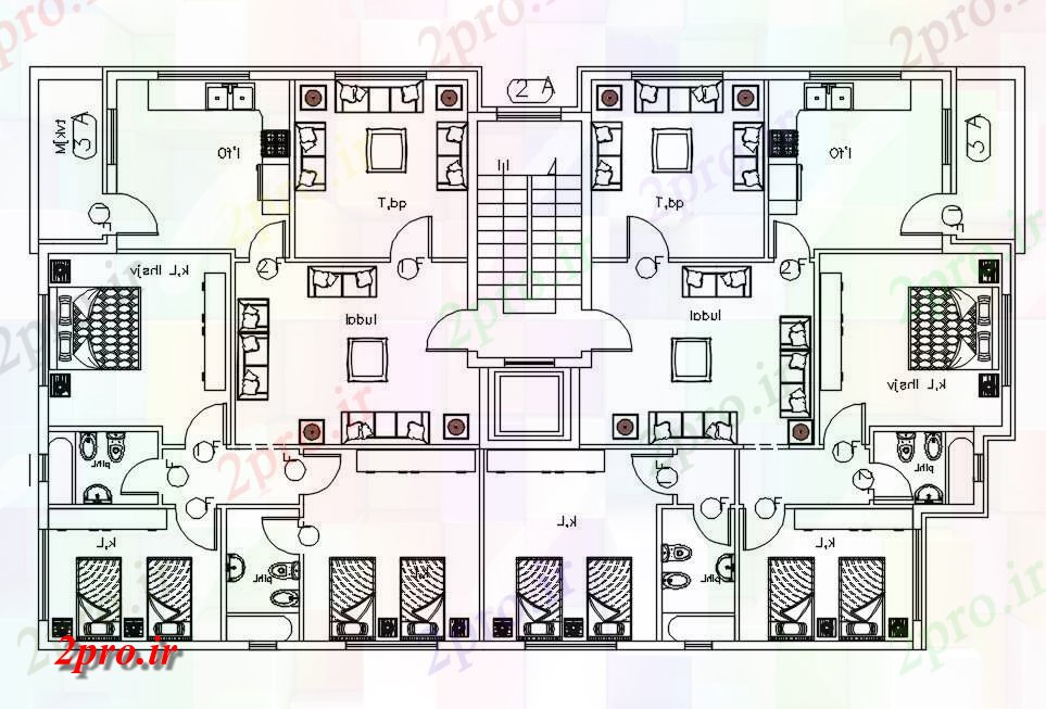 دانلود نقشه مسکونی  ، ویلایی ، آپارتمان  BHK آپارتمان   بزرگ طرحی طبقه  (کد155303)