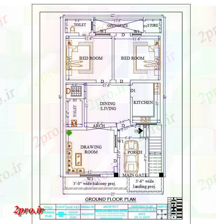 دانلود نقشه مسکونی ، ویلایی ، آپارتمان X 40 خانه طرحی شمالی 7 در 12 متر (کد155317)