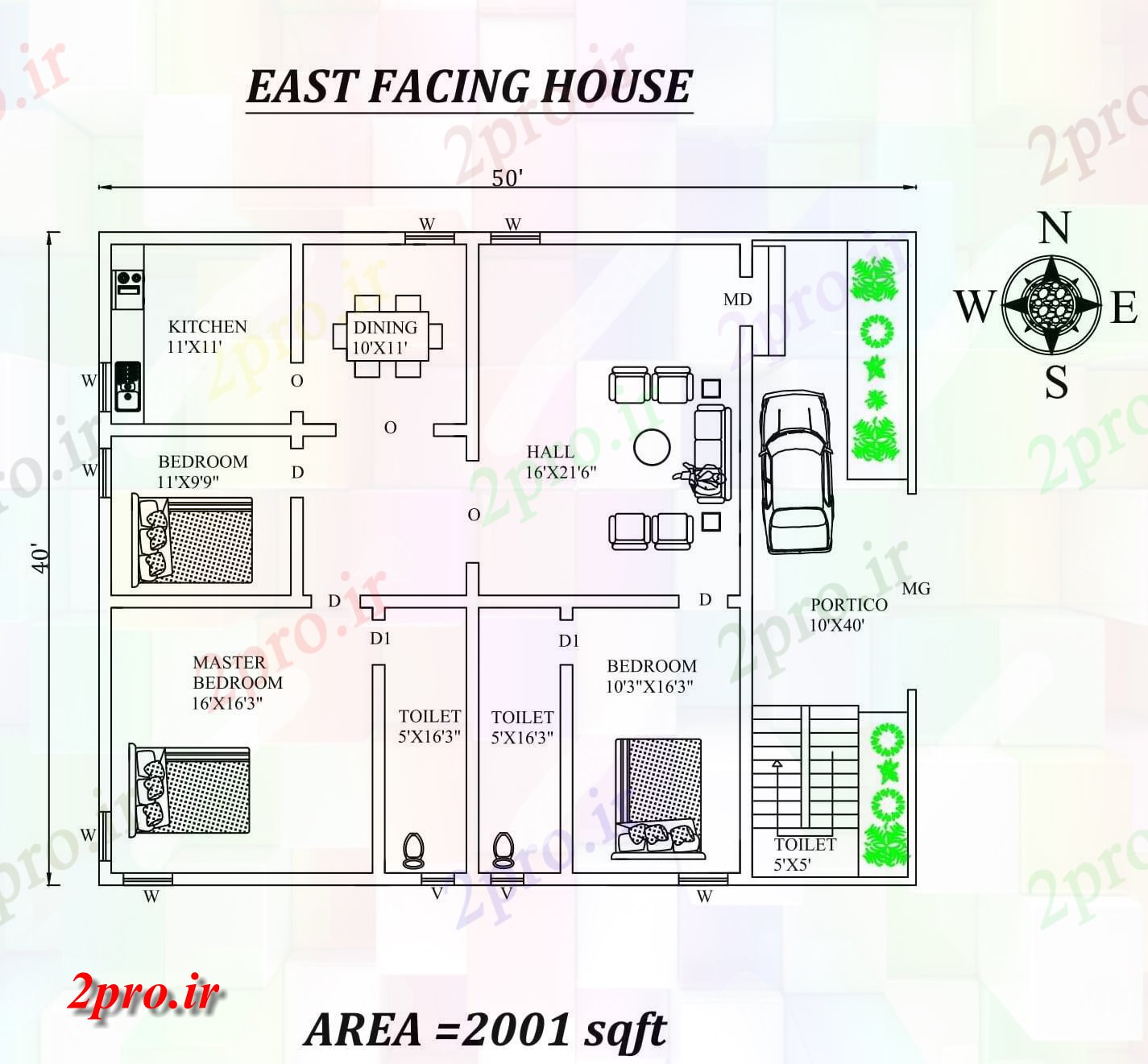 دانلود نقشه مسکونی ، ویلایی ، آپارتمان x40، مبله شگفت انگیز 3BHK شرق روبرو خانه طرحی به عنوان در هر Vastu Shastra هستند، اتوکد اطلاعات 11 در 11 متر (کد155325)