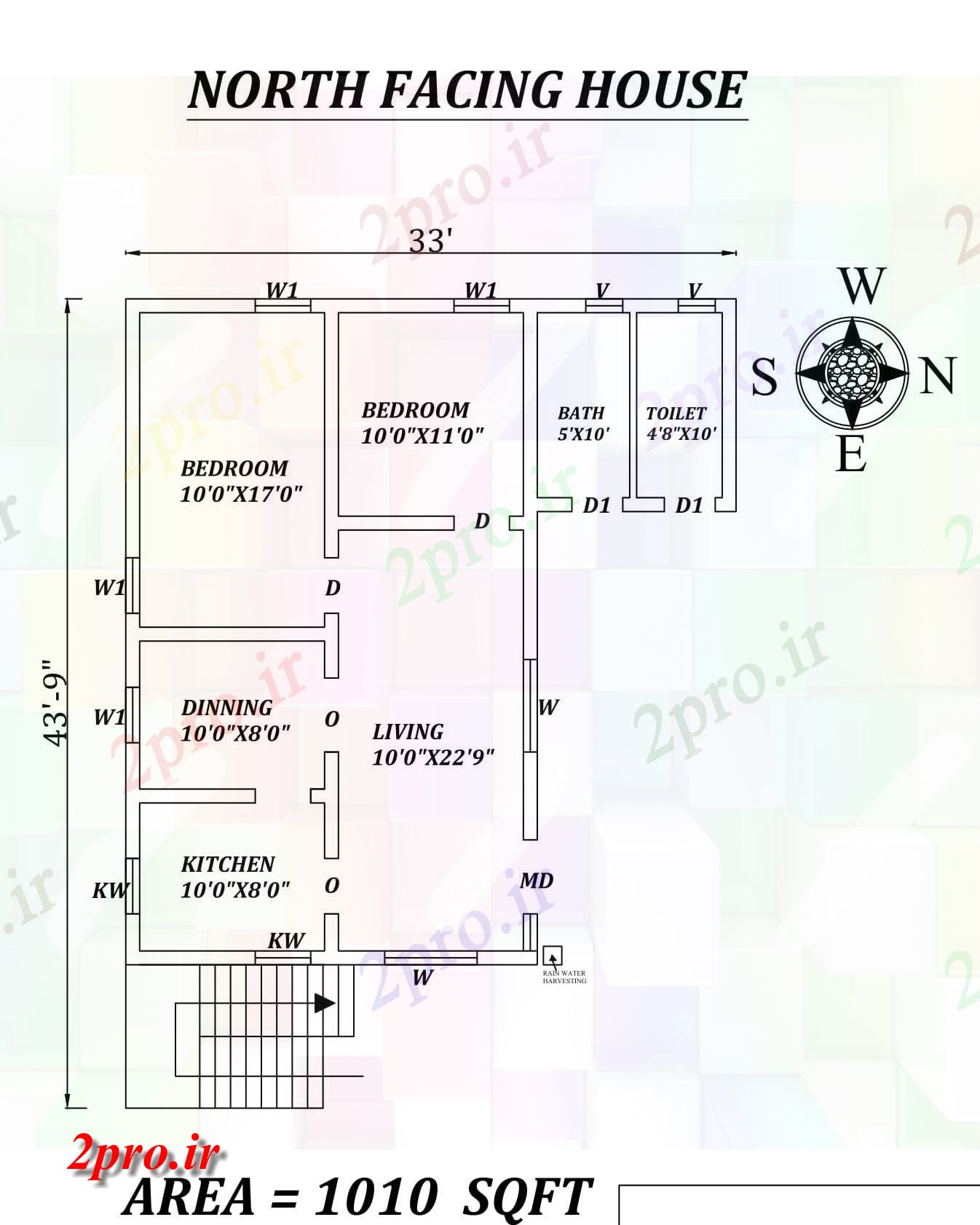 دانلود نقشه مسکونی ، ویلایی ، آپارتمان x43'9 متفاوت، شکوهمند شمالی طرحی خانه 2bhk به عنوان در هر Vastu Shastra هستند، اتوکد و PDF جزئیات 24 در 50 متر (کد155348)