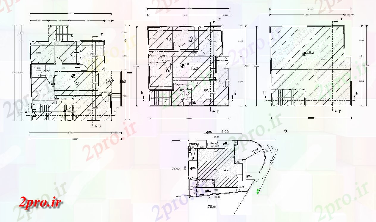 دانلود نقشه مسکونی  ، ویلایی ، آپارتمان  آپارتمان ساختمان طرحی با کار (کد155353)