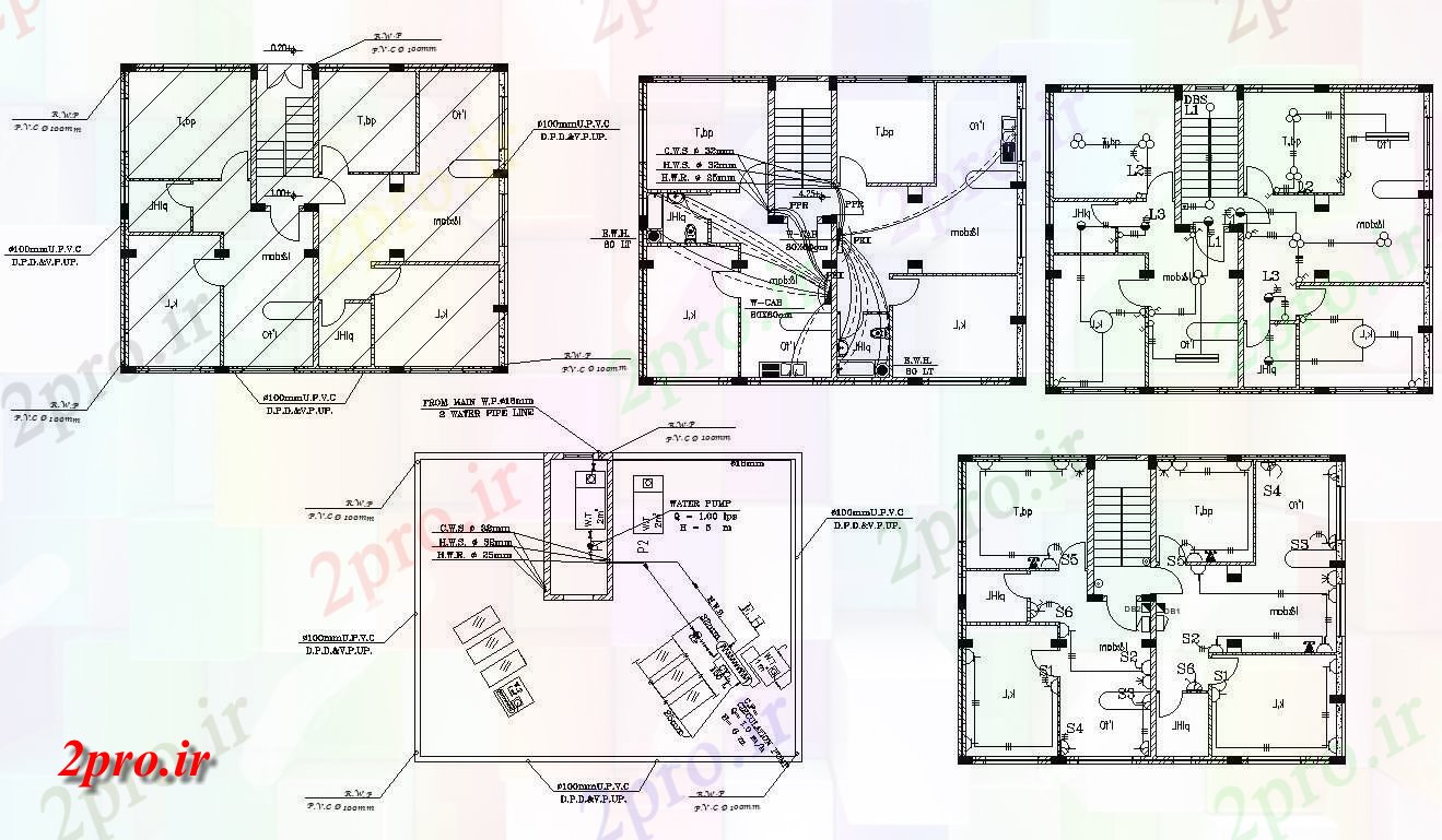 دانلود نقشه جزئیات لوله کشی خانه ستون ساخت و طراحی برق به  (کد155367)