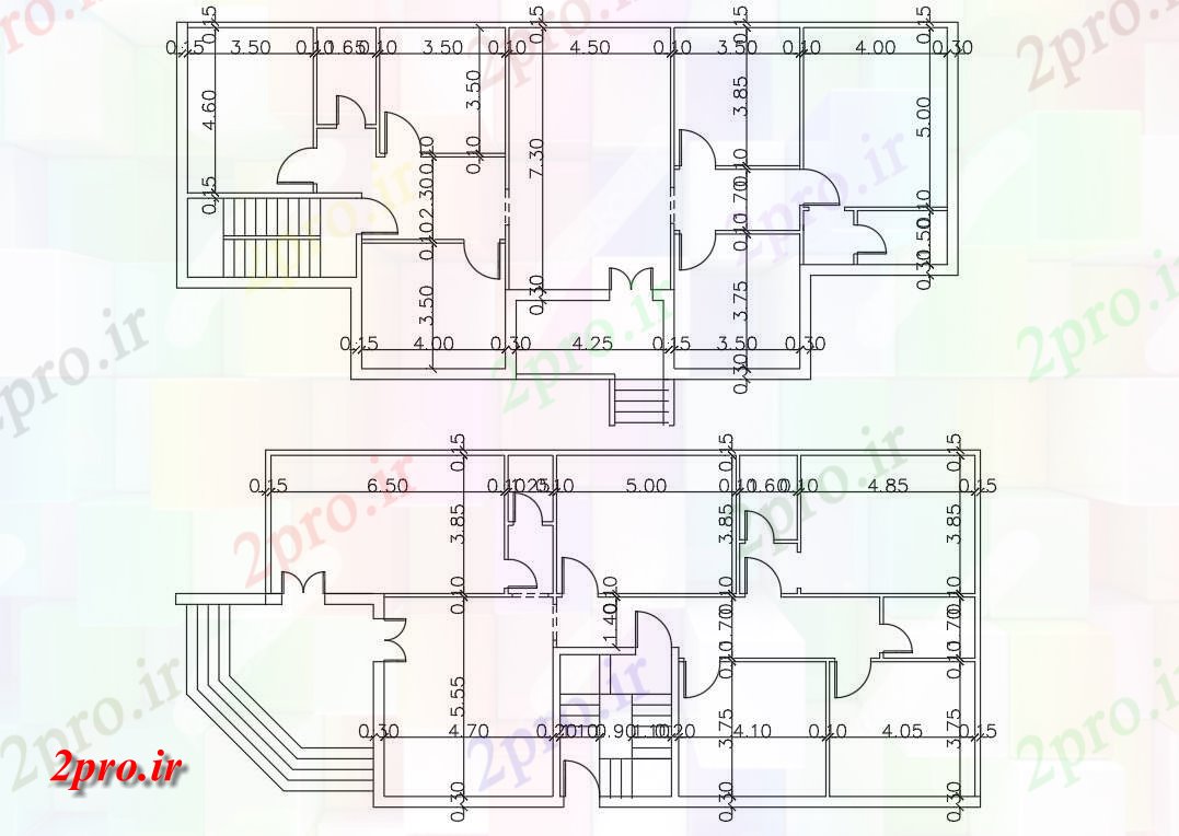 دانلود نقشه خانه های کوچک ، نگهبانی ، سازمانی - طرحی خانه با 2 گزینه های مختلف اتوکد 10 در 20 متر (کد155368)