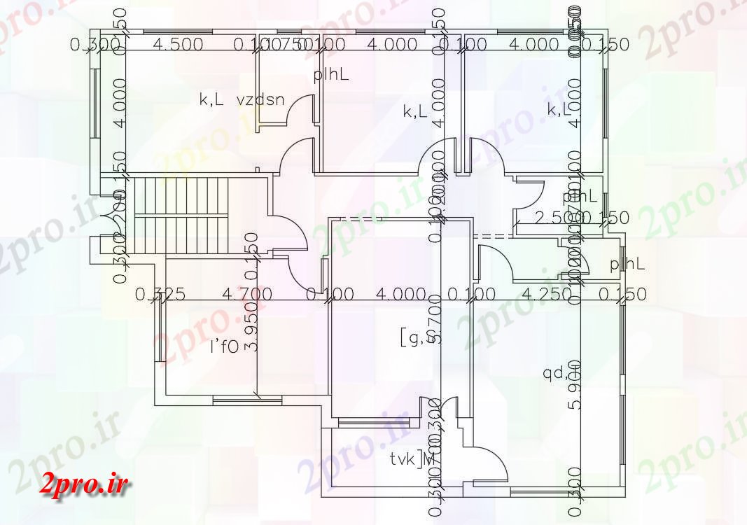 دانلود نقشه خانه های کوچک ، نگهبانی ، سازمانی - اتاق خواب خانه طرحی طبقه اتوکد 13 در 15 متر (کد155374)