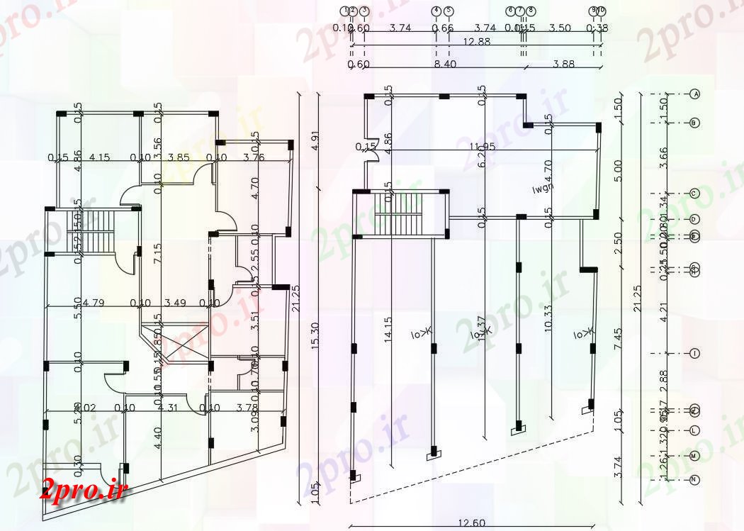 دانلود نقشه ساختمان اداری - تجاری - صنعتی معماری تجاری و مسکونی طراحی ساختمان 13 در 16 متر (کد155389)