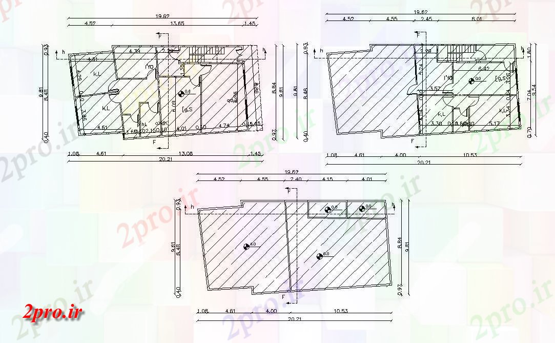 دانلود نقشه خانه های کوچک ، نگهبانی ، سازمانی - سه طبقه طرحی خانه با ابعاد 8 در 19 متر (کد155396)