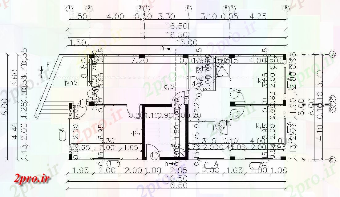 دانلود نقشه خانه های کوچک ، نگهبانی ، سازمانی - برنامه ریزی از خانه مسکونی طراحی با ابعاد 8 در 16 متر (کد155399)