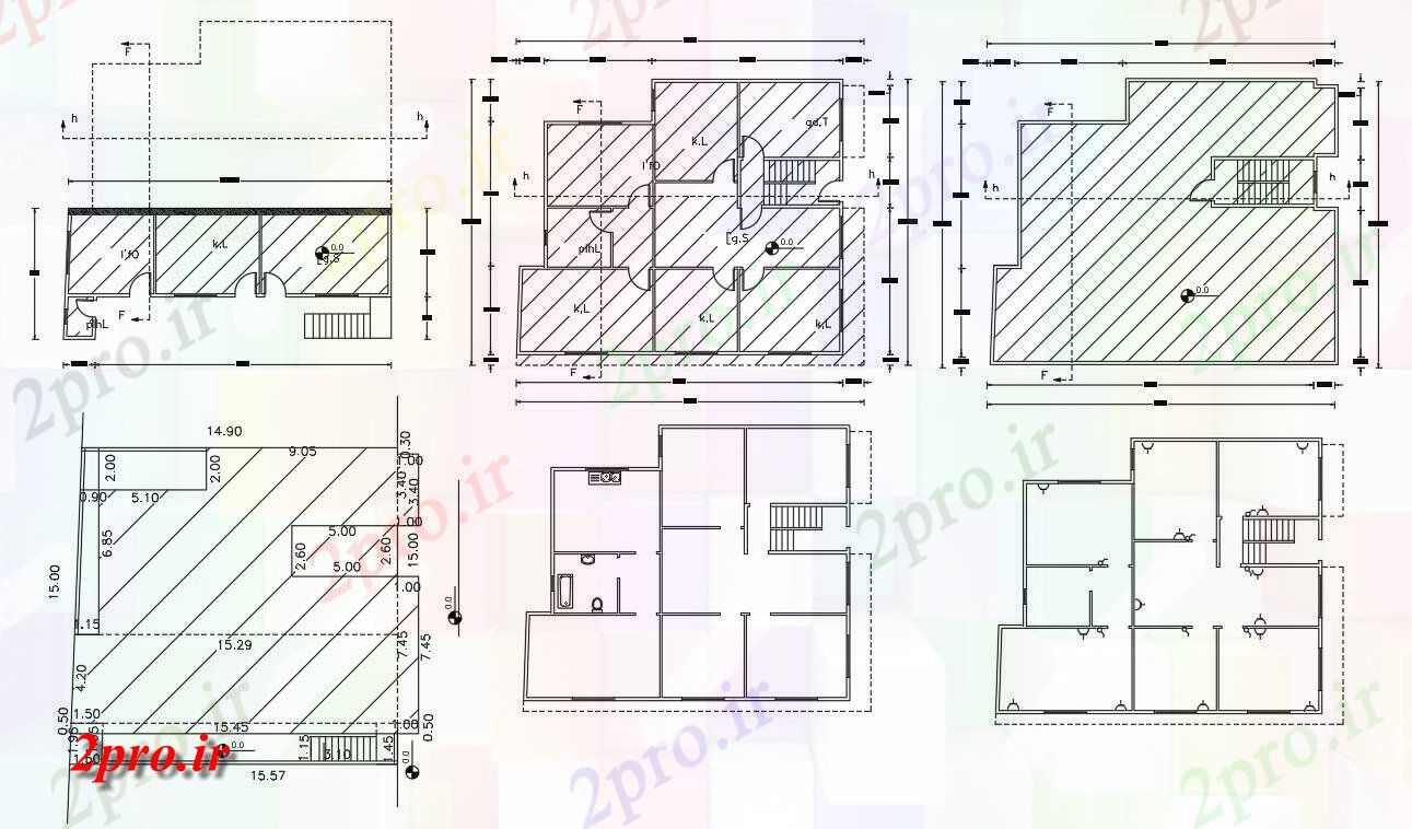 دانلود نقشه خانه های کوچک ، نگهبانی ، سازمانی - X 50 'دان خانه طرحی طبقه 13 در 15 متر (کد155402)