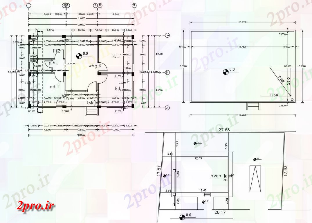 دانلود نقشه خانه های کوچک ، نگهبانی ، سازمانی - X 40 'پا طرحی خانه زمین طراحی کف 8 در 12 متر (کد155408)