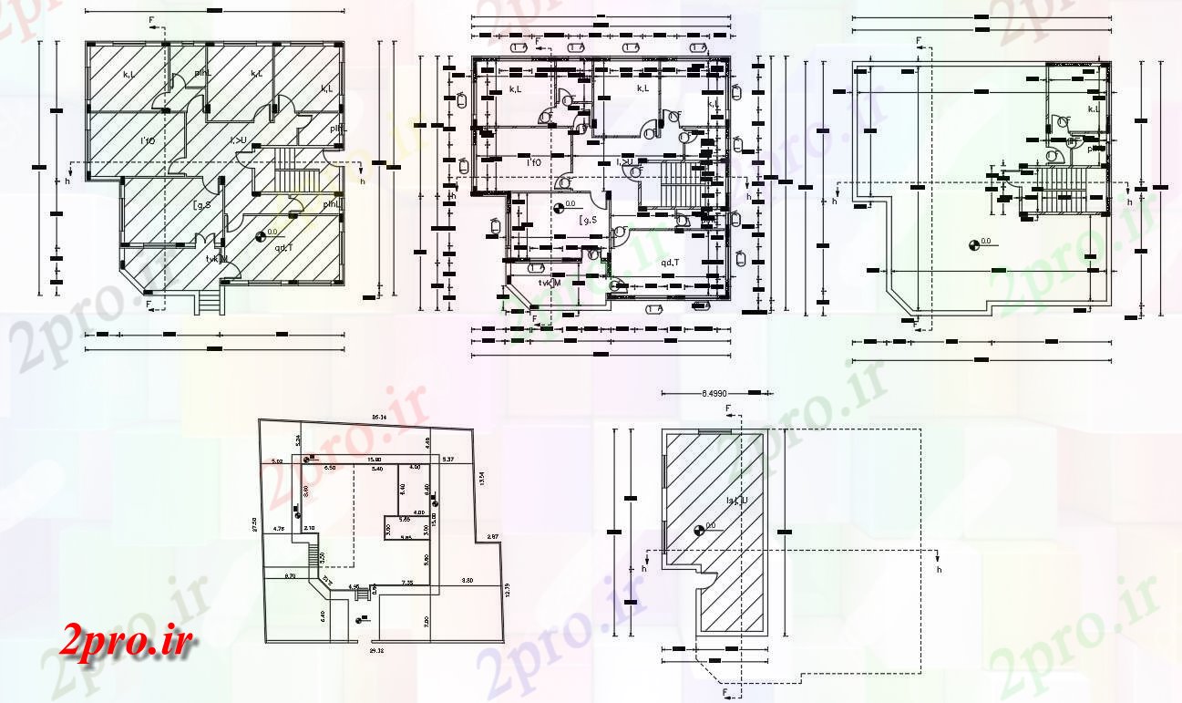 دانلود نقشه خانه های کوچک ، نگهبانی ، سازمانی - BHK خانه طرحی 2100 فوت مربع حجم توطئه 15 در 15 متر (کد155414)