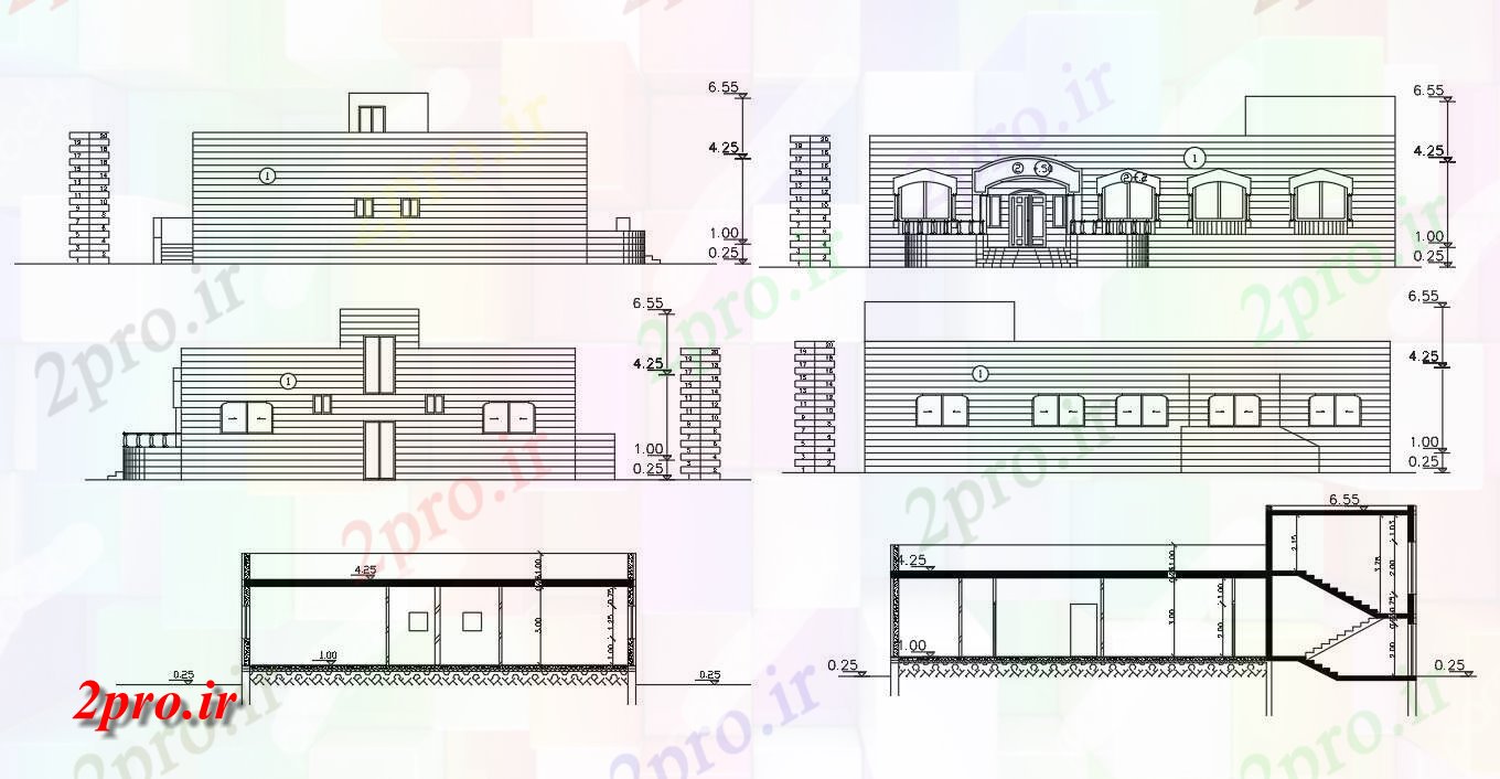 دانلود نقشه خانه های کوچک ، نگهبانی ، سازمانی - اتاق خواب خانه نمای 15 در 20 متر (کد155418)