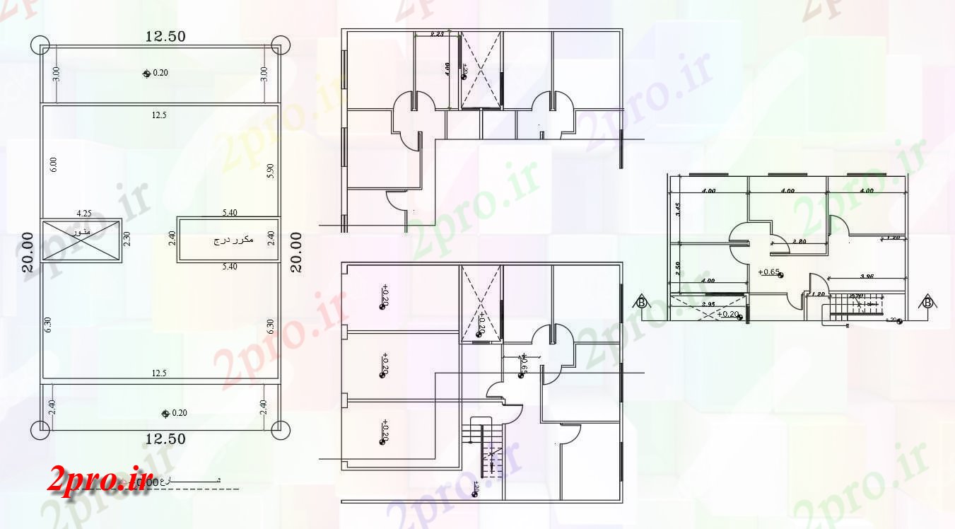 دانلود نقشه خانه های کوچک ، نگهبانی ، سازمانی - توسط 65 فوت خانه دان طرحی 12 در 14 متر (کد155425)